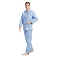 thumbnail image 3 of GLOBAL Men's Pajamas Sets 100% Cotton Flannel Sleepwear Long-Sleeve Top & Bottom Loungewear Rhombus Blue L, 3 of 7