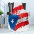 thumbnail image 4 of Puerto Rico Soft Flannel Fleece Throw Blanket, Sketch Hand-drawn Style National Country Flag with Grunge Look, Cozy Plush for Indoor and Outdoor Use, 50" x 60", Dark Coral Azure Blue, by Ambesonne, 4 of 5