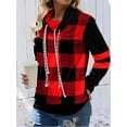 thumbnail image 2 of Gvmfive Women Long Sleeve Pullover Plaid Tunic Sweatshirt Blouse Tops with Drawstring, 2 of 6