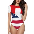 thumbnail image 2 of Uemuo USA Switzerland Pattern Women's One Piece Short Sleeve Swimsuit Rash Guard Surfing Modest Quick-drying Swimsuit Beach Essentials-X-Large, 2 of 9
