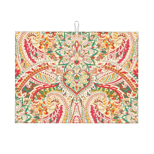 Fotbe Indian Paisley 1 Alfombrilla de Secado para Cocina con Estampado, 18x24 Pulgadas