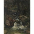 thumbnail image 2 of Gustav Friedrich Papperitz 12x14 Black Ornate Wood Framed Double Matted Museum Art Print Titled: Waldinneres with Waterfall (1850), 2 of 5