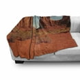 thumbnail image 3 of Desert Soft Flannel Fleece Blanket, Sunny Hot Day Monument Valley Arid Country Prehistoric Nation Arizona USA, Cozy Plush for Indoor and Outdoor Use, 60" x 80", Dark Orange Pale Blue, by Ambesonne, 3 of 6