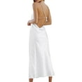 thumbnail image 4 of ITFABS Women Summer Long Dress, Embossed Pattern Chain One-Shoulder Sleeveless One-Piece for Ladies, 4 of 9