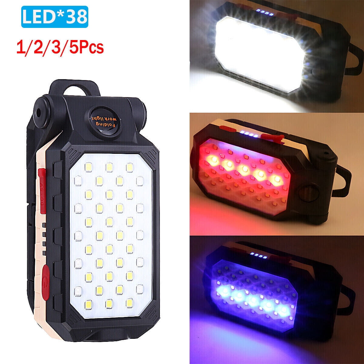 COB LED Work Light Magnetic Camping Lamp Flashlight With Hook USB Rechargeable