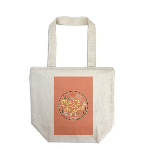 Lake Tahoe, Lake Life Series, Take Me To The Lake, Contour (100% Cotton Canvas Reusable Tote Bag)