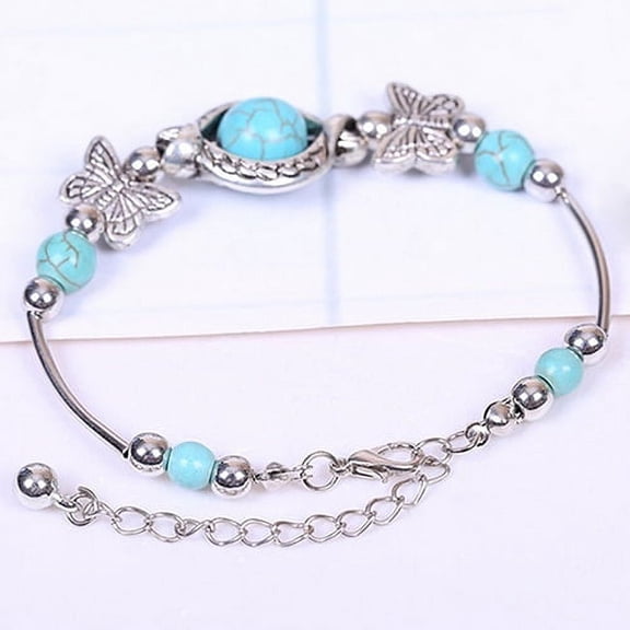 Ayyufe Women's Turquoise Beads Braceleting Alloy Bangle