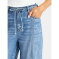 thumbnail image 4 of Time and Tru Women's and Women's Plus Relaxed Tie Waist Wide Leg Jeans, 31" Inseam, Sizes 0-20, 4 of 5
