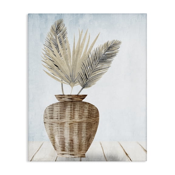Stupell Industries Fan Plant Leaves Plants & Flowers Painting Wrapped Canvas Art Print Wall Art, 16 x 20