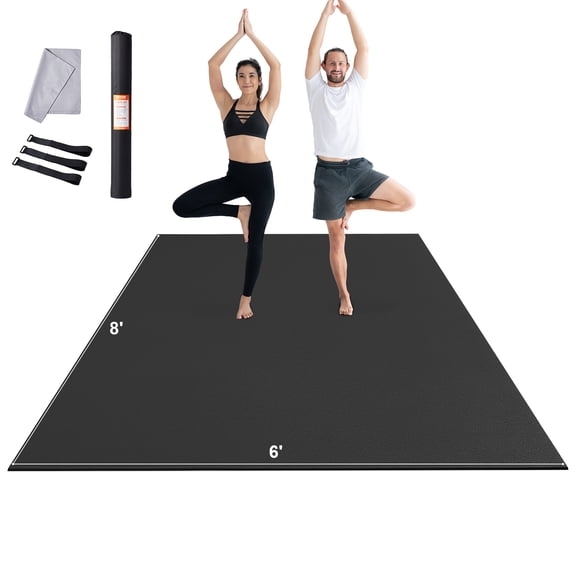 VEVOR Exercise Mat, Non Slip High Density Premium Yoga Mat, Exercise Yoga Mat for Men & Women, Fitness & Exercise Mat with Bag & Carry Strap, for All Types of Home Yoga, Floor Workout (8x6ft)