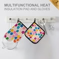 thumbnail image 4 of Yayeee Oven Mitts and Pot Holder Set of 4 Heat Resistant Kitchen Gloves Baking Hot Pad, Watercolor Circles, 4 of 5
