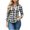 *Black, variant on Women's Classic Plaid Button Down Long Sleeve Shirt,Casual Slim Blouse Blue,Women's Plus L