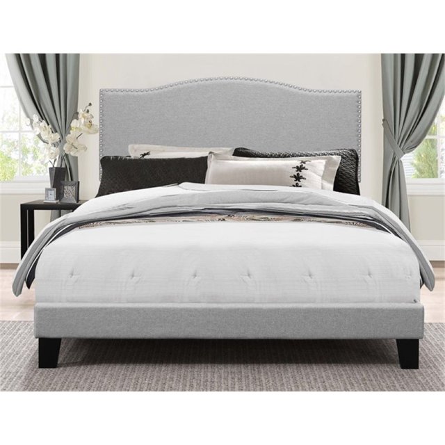 Bowery Hill Upholstered Queen Panel Bed in Glacier Gray