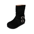 thumbnail image 2 of Mooqilaa Girls Mid Calf Boots, Non Slip Lightly Fleece‑Lined Faux Suede Casual Fall Winter Shoes Black Size 12 Little Kids, 2 of 7