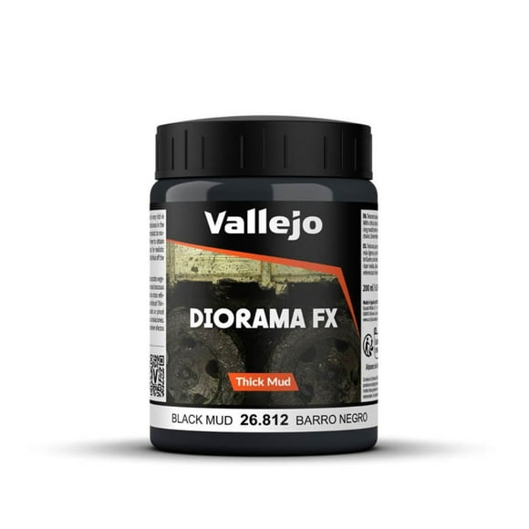 Pintura acrílica Vallejo Diorama FX, color negro barro grueso, 200 ml