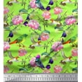 thumbnail image 1 of Soimoi polyester Crepe Fabric Leaves,Floral & Hummingbird Bird Printed Craft Fabric by the Yard 52 Inch Wide, 1 of 1