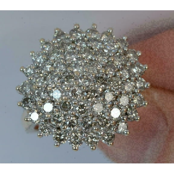 Women's 2CT Round Cut Lab Created VVS1/D Diamond Cluster Ring 14K Yellow Gold Plated 925 Silver