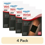 (4 pack) Equate Elastic Wrist Support with Loop, Black, One Size