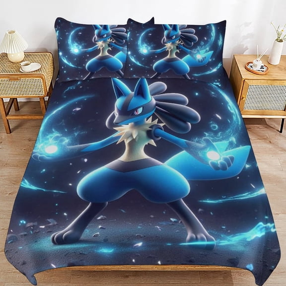 CartoonLu-cario Duvet Cover Bedding Set Cartoon Print Soft Quilt Cover 3 Pieces, 1 Comforter Cover & 2 Pillowcases for Kids Teens Boys Girls Room Decor 90"x90"