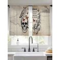 thumbnail image 2 of Vintage Skeleton Sheer Curtains 54 Inch Length 2 Panels Set - Light Filtering Window Treatments, Owls Butterfly Retro Art Rod Pocket Semi Curtains for Living Room/Bedroom/Kitchen Décor, 104"W x 54"L, 2 of 7