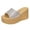 Silver, variant on Sparkly Metallic Platform Wedge Slip on Sandals for Women Dressy Bridal Bling Trendying Casual Leather Height Increasing Chunky Heeled Dress Slides Comfy Walking Slippers Gold Size 9