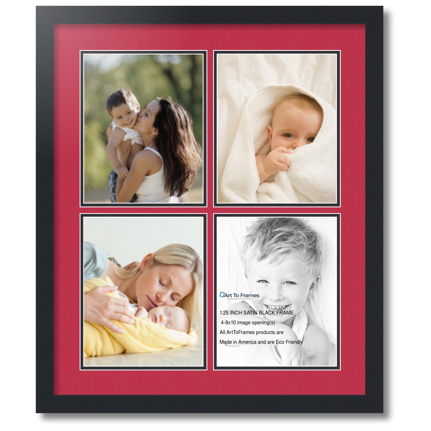 ArtToFrames 1.25-Inch Espresso Picture Frame with 4 Openings of 4 by 6-Inch and a Candlewick Top Mat and Black Bottom Mat 