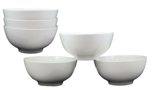 Contemporary Trapezoid White Porcelain Large Ramen Pho Soup Bowls 44oz Set Of 4 