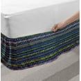 thumbnail image 2 of Vintage Stripe Bed Skirt, Abstract Repetition with Scribble Zigzags Drops and Spots, Elastic Bedskirt Dust Ruffle Wrap Around for Bedding Decor, 4 Sizes, Night Blue Mustard, by Ambesonne, 2 of 2