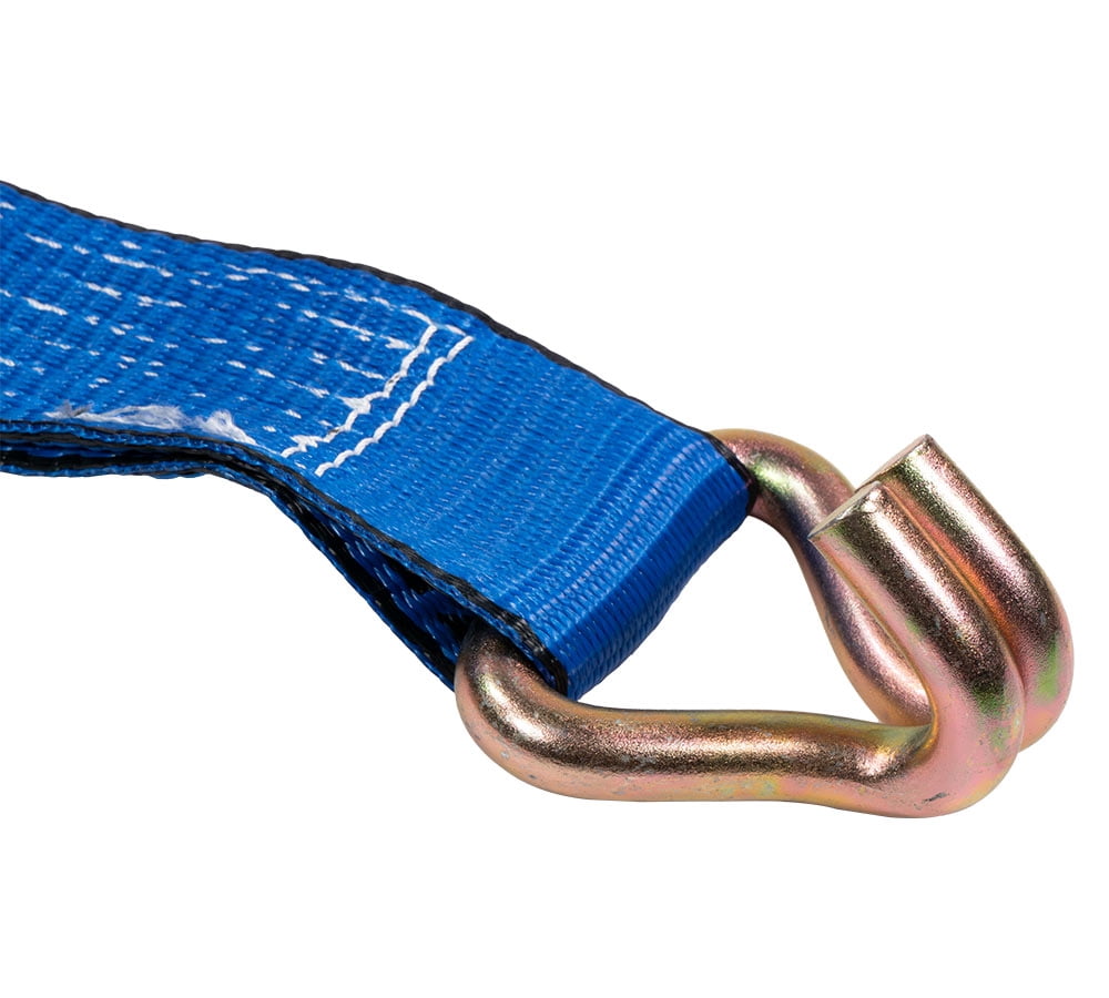 (2 Pack) 2 Inch x 20 FT Blue Ratchet Strap with J Hooks - 10,000 Lbs Breaking Strength - Heavy Duty Tie Down Cargo Truck Straps with Wire Hooks for Flatbed, Truck, Trailers Pickup