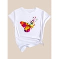 thumbnail image 4 of Camisetas con diseño gráfico para mujer, playera corta, clásico, estética, ropa de verano de los 90Colorful Butterfly Print Casual Fashion Top for Black Women, Featuring a Round Neck And Short Slee, 4 of 8