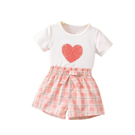

Ounabing Kids Toddler Baby Girls Spring Summer Cotton Print Short Sleeve Shorts Outfits Clothes Teens Pants Gift Month