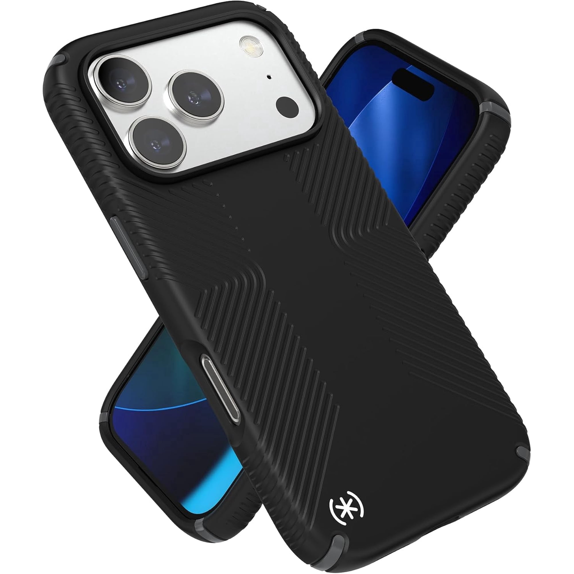 Speck PRESIDIO2 Grip for iPhone 17 Pro Case, MagSafe-Compatible, Slim Protective Case, Black/Slate Grey/White