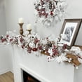 thumbnail image 2 of Northlight Berries and Snowflakes Artificial Christmas Garland - 6' x 8" - Red and White - Unlit, 2 of 8