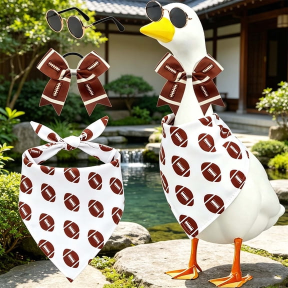AuroraX 23 inch Porch Goose Outfit Sets Football Themed Porch Goose Clothes Set 23" 17 19 inch Holiday Triangular Scarf Bow Sunglasses Porch Goose Accessories Fall Outside Stuff