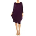 thumbnail image 7 of Women's Casual Loose Fit Long Sleeves Dolman Style Solid Midi Dress, 7 of 7