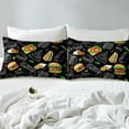 thumbnail image 3 of YST Ensemble de Literie Fast Food, Simple, Pizza Hamburger avec Couette Frites Sandwich et 1 Taie d'Oreiller, 3 of 4