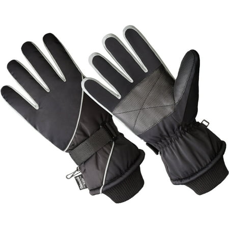 SK1012-OSFM, Men's Premium Ski Glove, 40 gm 3M Thinsulate Lined, Black/Grey (One Size Fits Most)