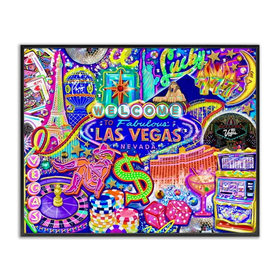 Stupell Industries Contemporary Fabulous Las Vegas Fun Black Framed Giclee Art, 14 x 11, by Jess Stempel