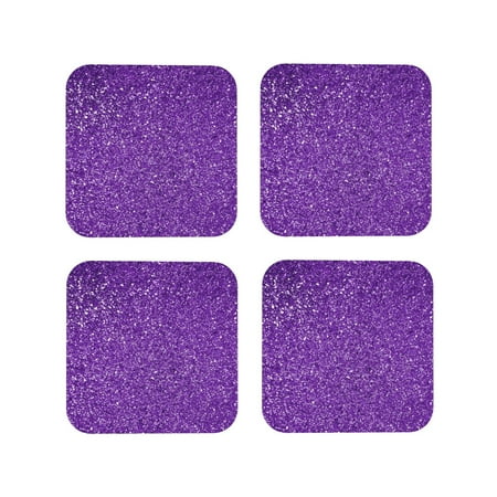

Fuzoiu Glitter Purple Print Leather Coasters Set Drink Coasters Set of 4 for Tabletop Protection Durable PVC Coasters Home Décor and Housewarming Gift-Square