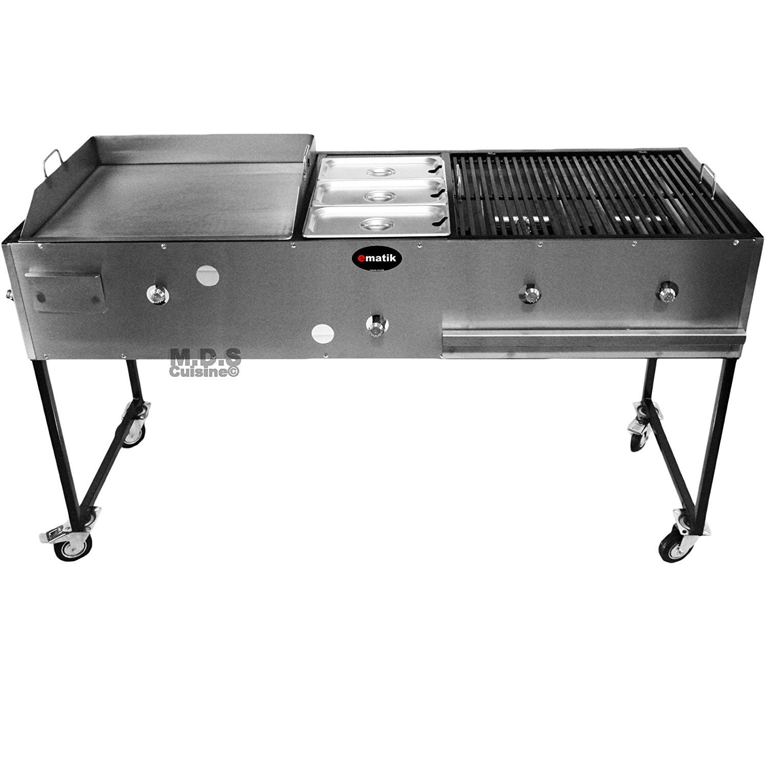 Ematic Catering Cart 24” Griddle 100 Pure Heavy Duty Gauge Steel Commercial Stainless Steel