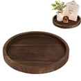 thumbnail image 5 of Round Wood Candle Tray Rustic Wooden Candle Holder Distressed Pillar Stand Farmhouse Tea Light Plate Base for Living Room Coffee Table Centerpiece for Kitchen Counter Bathroom Home Decor, 5 of 7