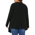 thumbnail image 3 of Agnes Orinda Women's Plus Size Sweater Open Front Irregular Hem Long Sleeve Cardigan 2X Black, 3 of 6