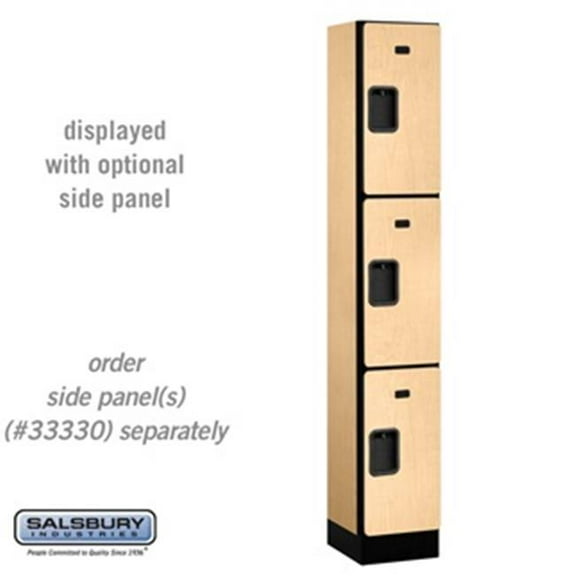 SalsburyIndustries 33165MAP Triple Tier 1 Wide 6 ft. X 15 in. Designer Wood Locker - Maple