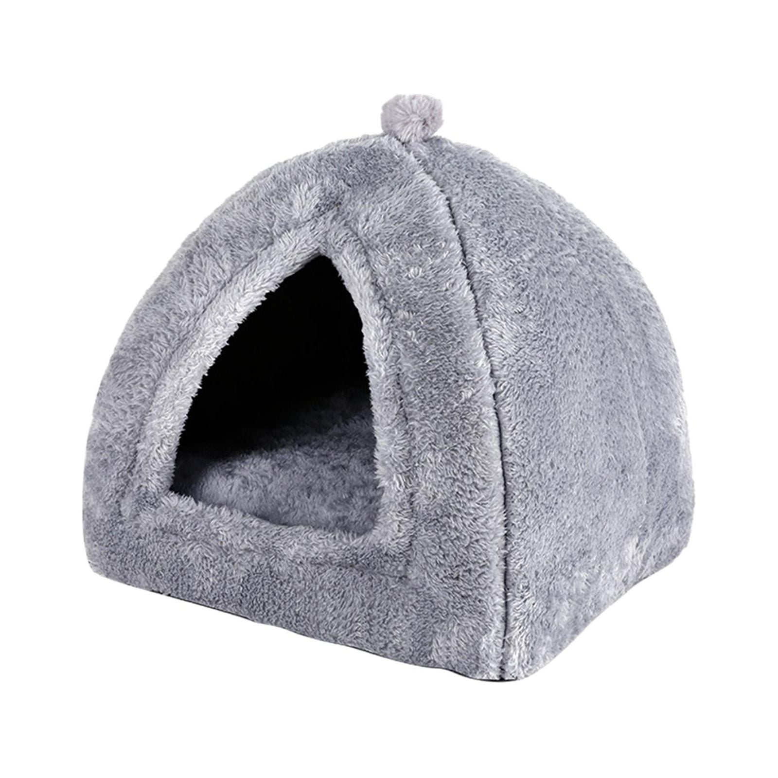 Cat Bed Comfortable Rest Calming Semi Enclosed with Nonslip Waterproof Bottom Kitten House Pet Bed for Indoor Cats Dogs Rabbits Kitten Puppy , Gray M