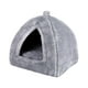 thumbnail image 5 of Cama de felpa para gatos con cojín antideslizante en la base. Tienda de campaña semicerrada para cachorros y gatitos. Gris M, 5 of 9