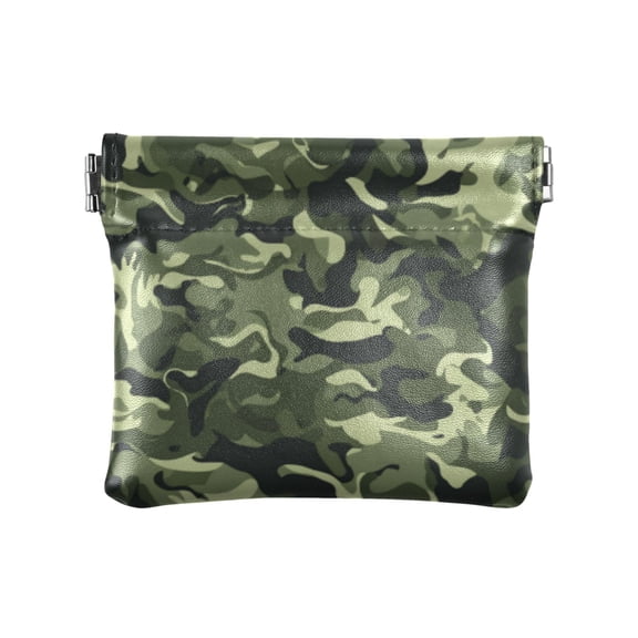 PU leather Coin Purses & Pouches - Wallets Card Cases with RFID Blocking - Slim Money Organizers for Daily Use Green Army Camouflage