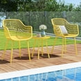thumbnail image 3 of Costway Ensemble Bistro de Patio 3 Pcs Table et Chaises Robustes Toutes Saisons Ensemble de 2 Jaune, 3 of 10