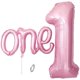thumbnail image 1 of Set de globos WEILINZHOU 102 cm rosa número 1 y palabra one, 1 of 7