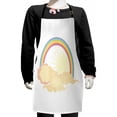 thumbnail image 1 of Rainbow Kids Apron, Doodle Illustration of Rainbow Clouds and Sun Happy Colorful Nature Theme, Boys Girls Apron Bib with Adjustable Ties for Cooking Baking Painting, Beige and Multicolor, by Ambesonne, 1 of 2