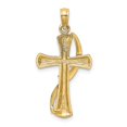 thumbnail image 4 of FB Jewels 14k White and Yellow Two Tone Gold Yellow Drape Over White Cross High Polish and Two-Color Pendant, 4 of 4